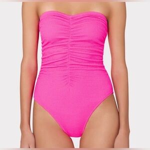 Milly Hot Pink Strapless One-Piece Swimsuit